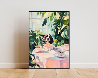Retro Englisch Springer Spaniel Poster, Springer Spaniel Ölgemälde, Vintage Springer Spaniel Poster, Hund Esszimmer Wandkunst, Haustier Poster