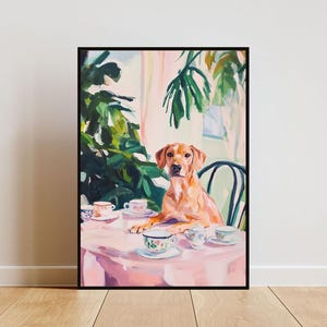 Retro Rhodesian Ridgeback Poster, Rhodesian Ridgeback Oil Painting, Vintage Rhodesian Ridgeback Poster, Dog Dining Room Wall Art, Retro Dog