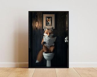 Póster de zorro en el baño, póster de animales, impresión de zorro para el baño, arte mural de animales para el baño, retrato de zorro, póster de animales para el baño, impresión de zorro, Sr. Fox