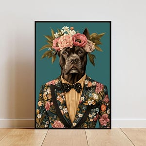 Cane Corso In Suit Poster, Cane Corso Portrait, Cane Corso Oil Painting, Animal Head Human Body Poster, Dog Poster, Funny Cane Corso Poster