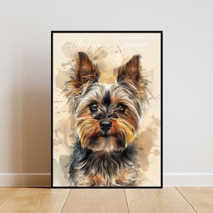 Yorkshire Terrier Poster, Dog Poster, Yorkshire Terrier Print, Dog Wall Art, Personalised Dog Photo, Dog, Yorkshire Terrier Watercolour