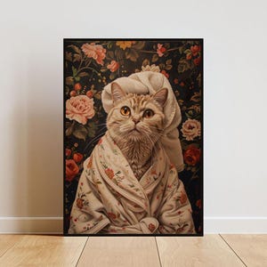 American Shorthair In Bathrobe Poster, Cat Poster, American Shorthair Bathroom Print, Cat Wall Art, American Shorthair Portrait, Pet Poster