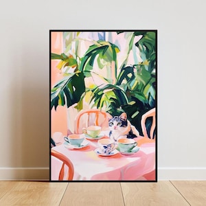 Retro American Shorthair Poster, American Shorthair Oil Painting, Vintage Poster, Cat Dining Room Wall Art, Retro Cat Poster, Pet Poster