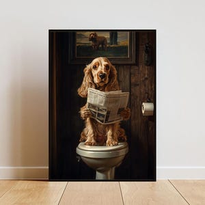 Cocker Spaniel en el cartel del inodoro, cartel del perro, impresión del baño de Cocker Spaniel, retrato de Cocker Spaniel, arte de la pared del inodoro del perro, cartel del baño