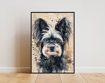 Chinese Crested Dog Poster, Dog Poster, Chinese Crested Dog Print, Dog Wall Art, Personalised Dog Photo, Chinese Crested Watercolour, Dog