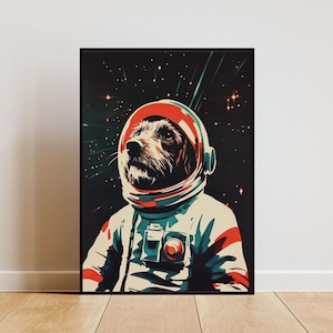 Wirehaired Pointing Griffon Astronaut Poster, Wirehaired Pointing Griffon Retro Print, Funny Dog Poster, Andy Warhol Art, Vintage Dog Poster