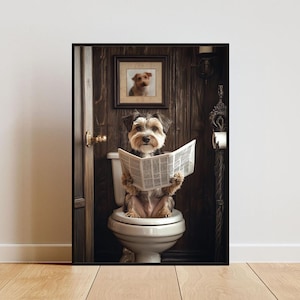 Wirehaired Pointing Griffon On Toilet Poster, Dog Poster, Wirehaired Pointing Griffon Bathroom Print, Wirehaired Pointing Griffon Portrait