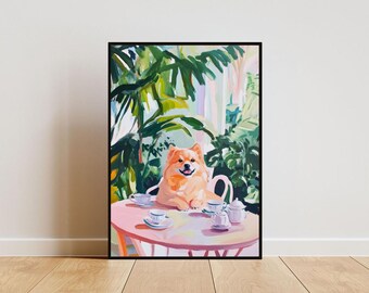 Retro Chow Chow Poster, Chow Chow Oil Painting, Vintage Chow Chow Poster, Dog Dining Room Wall Art, Retro Dog Poster, Pet Poster, Chow Chow