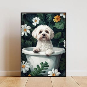 Havanese In Bathtub Poster, Funny Dog Poster, Havanese Bathroom Print, Havanese Bath Poster, Pet Poster, Dog Bathroom Wall Art, Funny Poster