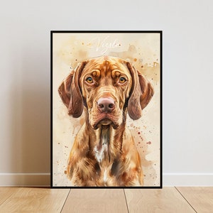 Vizsla Poster, Dog Poster, Vizsla Print, Dog Wall Art, Personalised Dog Photo, Vizsla Watercolour, Pet Portrait, Dog Print, Pet Portrait