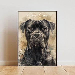 Cane Corso Poster, Dog Poster, Cane Corso Print, Dog Wall Art, Personalised Dog Photo, Dog, Cane Corso Watercolour, Italian Mastiff