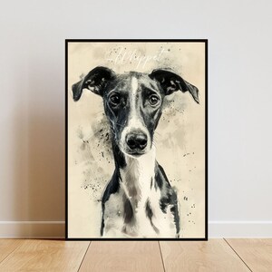 Whippet Poster, Dog Poster, Whippet Print, Dog Wall Art, Personalised Dog Photo, Dog, Whippet Watercolour, Customised Dog Portrait,