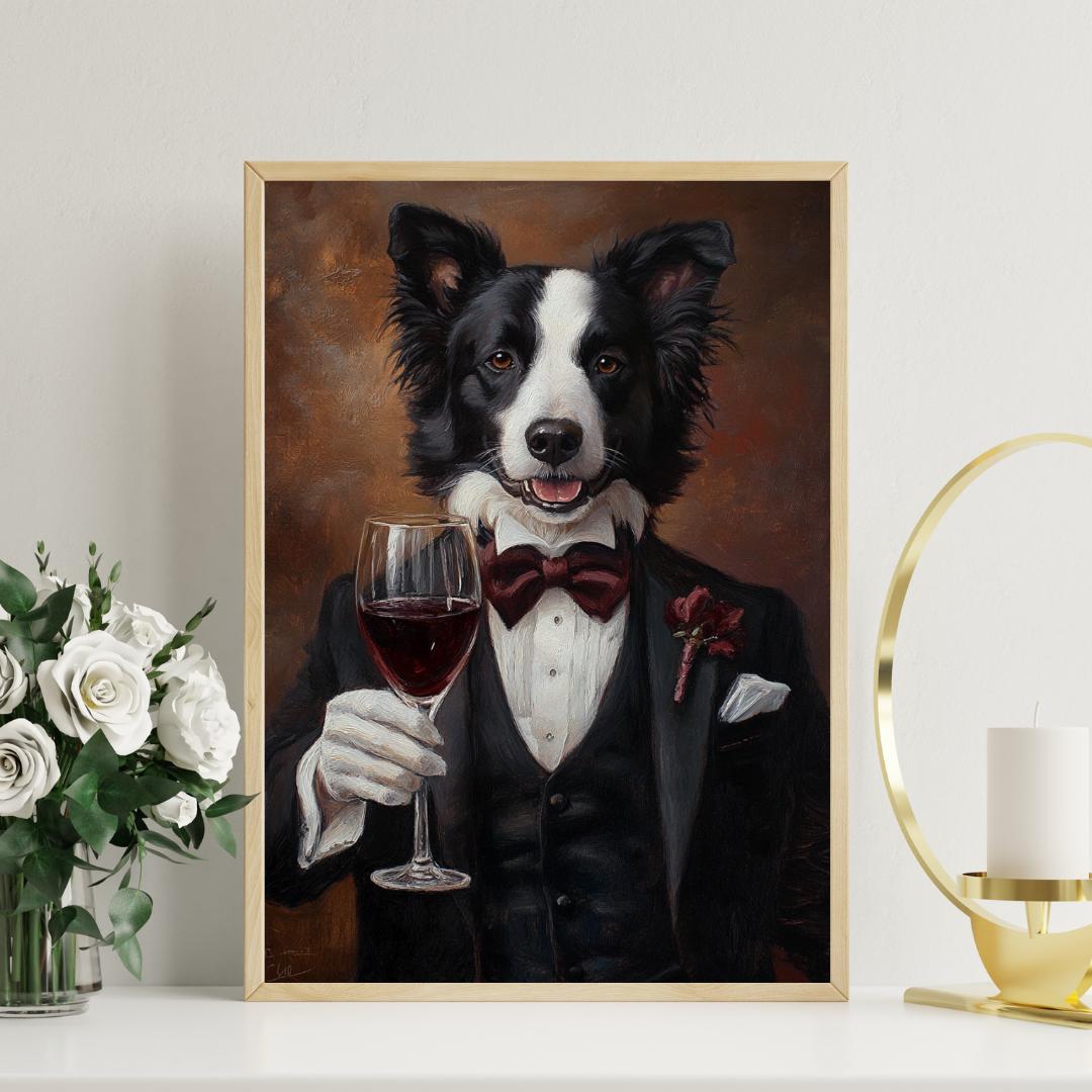 Border Collie in Tuxedo Poster, Pet Poster, Border Collie in