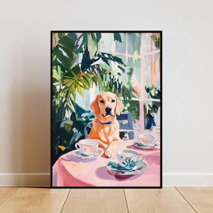 Retro Labrador Retriever Poster, Labrador Retriever Oil Painting, Vintage Labrador Retriever Poster, Dog Dining Room Art, Retro Dog Poster