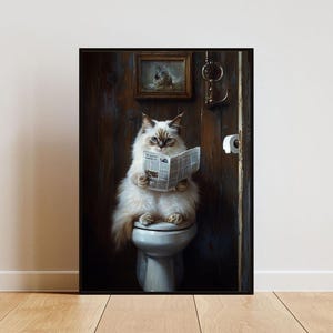 トイレのラグドールのポスター、猫のポスター、ラグドールのバスルームのプリント、猫のトイレの壁アート、ラグドールのポートレート、猫のバスルームのポスター、猫のトイレのプリント