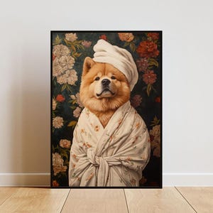 Chow Chow In Bathrobe Poster, Dog Poster, Chow Chow Bathroom Print, Dog Wall Art, Chow Chow Portrait, Pet, Dog Bathroom Poster, Dog Print