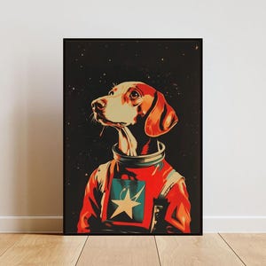 Vizsla Astronaut Poster, Vizsla Retro Print, Vizsla Portrait, Dog Retro Space Poster, Funny Dog Poster, Andy Warhol Style Poster, Vintage