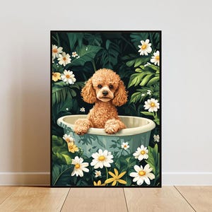 Poodle In Bathtub Poster, Funny Dog Poster, Poodle Bathroom Print, Poodle Bath Poster, Pet Poster, Dog Bathroom Poster, Funny Poodle Poster