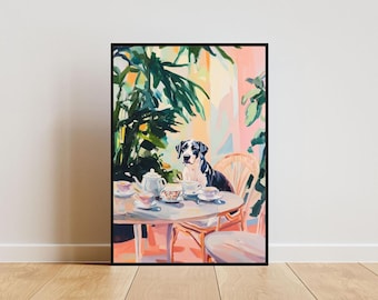 Retro Great Dane Poster, Great Dane Oil Painting, Vintage Great Dane Poster, Dog Dining Room Wall Art, Retro Dog Poster, Great Dane Wall Art