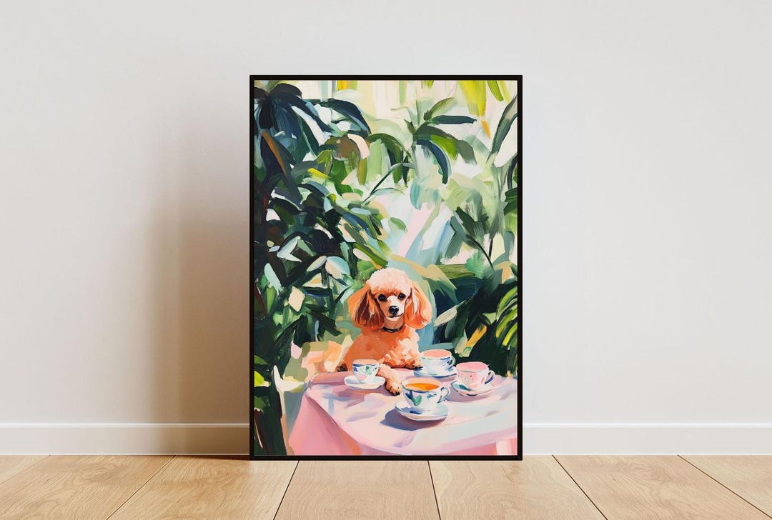 Retro Poodle Poster, Poodle Oil Painting, Vintage Poodle Poster, Dog ...