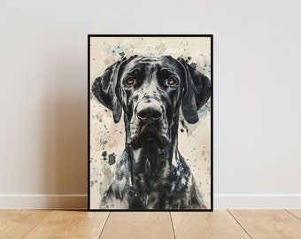 Great Dane Poster, Dog Poster, Great Dane Print, Dog Wall Art, Personalised Dog Photo, Dog, Great Dane Watercolour, Customised Dog Portrait
