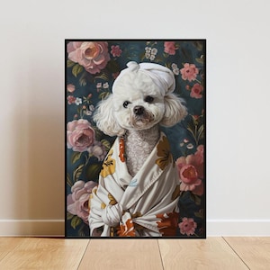 Bichon Frise In Bathrobe Poster, Dog Poster, Bichon Frise Bathroom Print, Dog Wall Art, Bichon Frise Portrait, Pet, Dog Bathroom Poster, Dog
