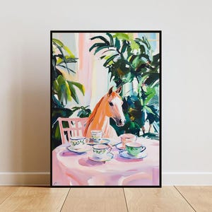Retro Horse Poster, Horse Oil Painting, Vintage Horse Poster, Animal Dining Room Wall Art, Retro Animal Poster, Funny Horse Wall Art, Horse
