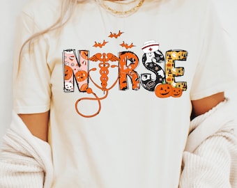 Halloween Krankenschwester Shirt Gespenstisch Krankenschwester T-Shirt Krankenschwester Halloween Geschenke Halloween Party Shirt Niedliche Krankenschwester Shirt Krankenschwester Halloween T-Shirt Krankenschwester Herbst