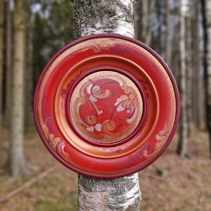 Vintage Handbemalter Os Rosemaling Teller | Norwegische Volkskunst Wanddekor | Rustikaler Vintage Keramik Teller | Skandinavische Sammlerkunst