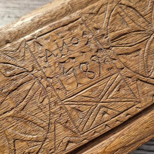 Antique Norwegian Mangle Board 1787 | Folk Art Wood Carving | Primitive Scandinavian Decor | Rustic Wall Hanging | Nordic Heritage Antique