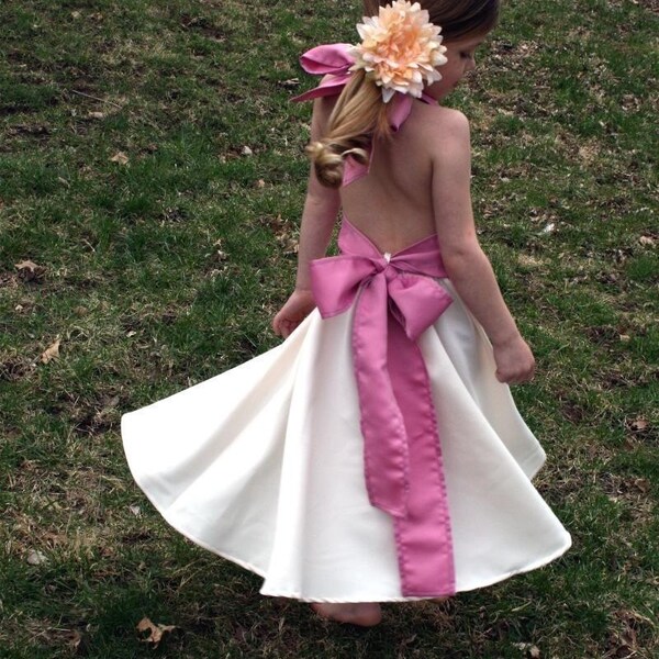 RESERVED FOR TiaMarieArdagna-------------------U CHOOSE Satin Halter Dress w Sash Sz (3-12) choose Dress, Sash and Strap Color