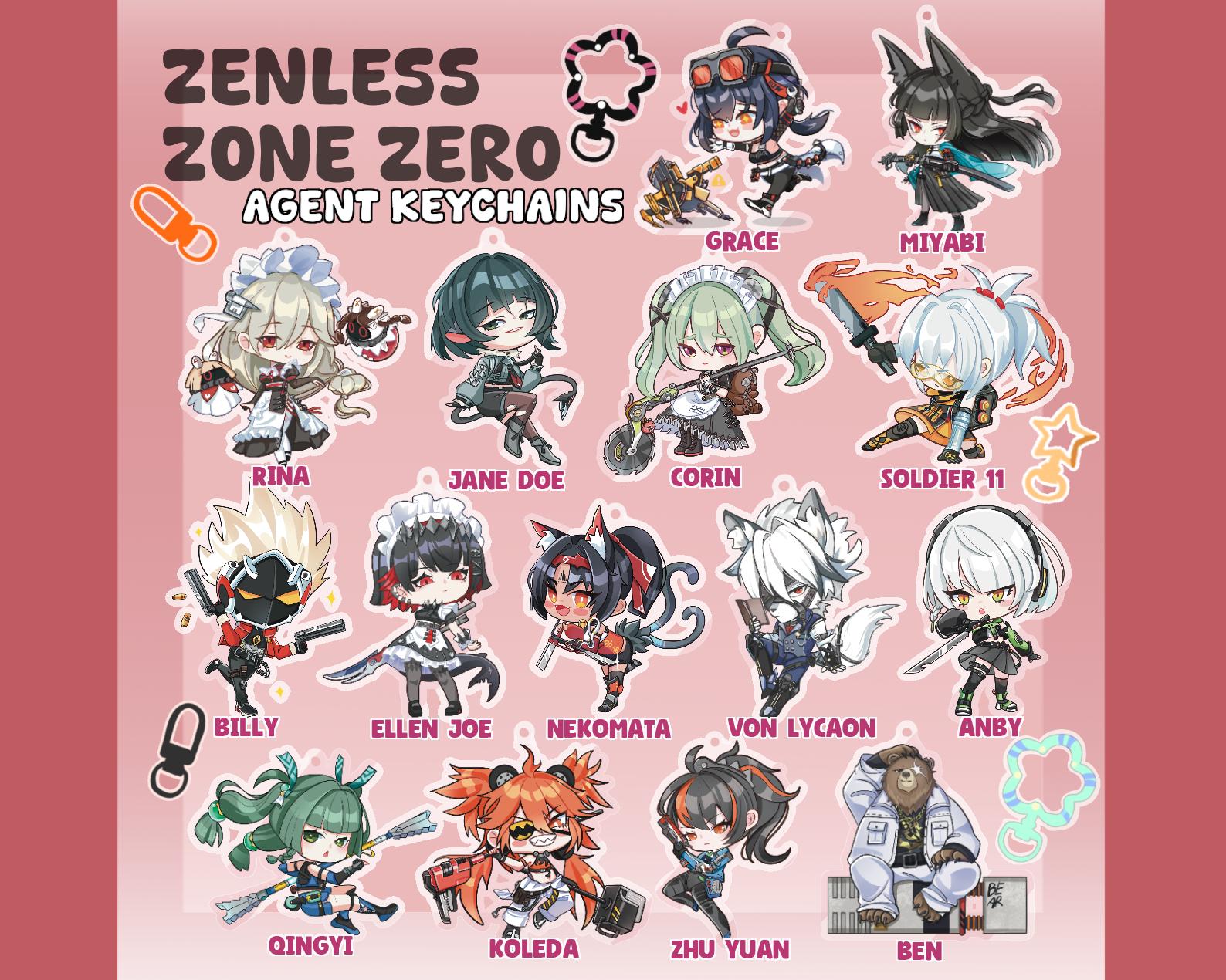 Zenless Zone Zero Agent Keychains | 6cm Double-sided Acrylic Charm
