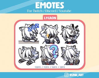 Emotes de Lycaon de Zenless Zone Zero: 6 emoticonos para Twitch, Discord y YouTube (descarga digital)