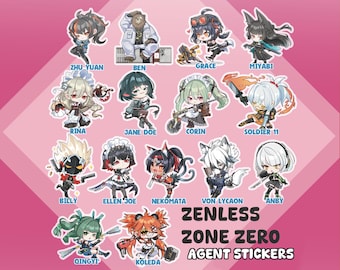 Pegatinas de la Zona Cero sin Zen: Calcomanías brillantes de agente Chibi