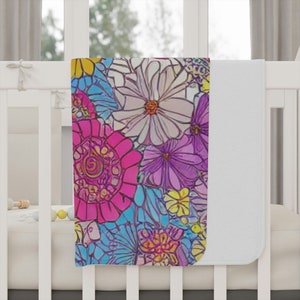 Toddler Blanket Spring Flowers on Pale Blue Background image 5