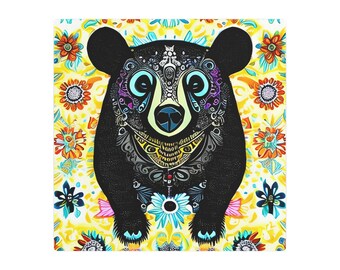 Metal Art Sign Bear Floral