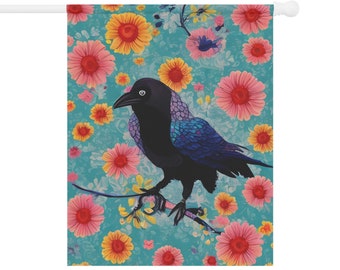 Garden & House Banner Crow With Flowers