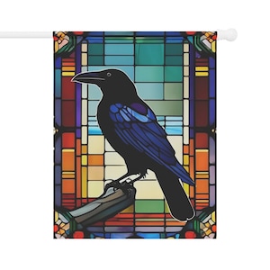 Garden & House Banner ~ Stained Glass Crow