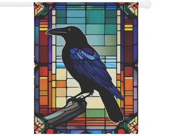 Garden & House Banner ~ Stained Glass Crow