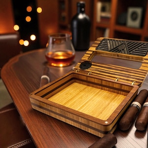 Artisan Bamboo Cigar Humidor - USA Made Humidifier Box with Window & Magnetic Seal