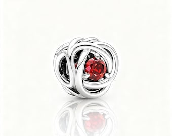 Für Pandora Juli Birthstone Eternity Kreis Charme ALE S925 Sterling Silber Anhänger mit Geschenk Beutel & Geschenk Box
