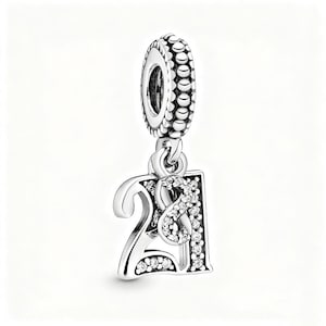 Voor Pandora 21e verjaardagsviering Dangle Charm Jubileumhanger ALE S925 sterlingzilver met cadeauzakje en geschenkdoos