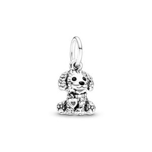 For Pandora Poodle Pendant Puppy Dog Dangle Charm Ale S925 Sterling Silver With Gift Pouch & Gift Box
