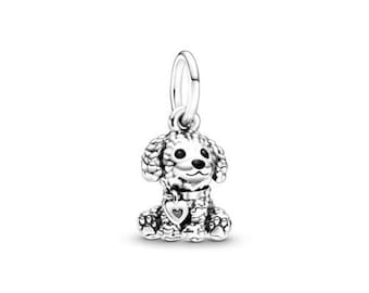 For Pandora Poodle Pendant Puppy Dog Dangle Charm Ale S925 Sterling Silver With Gift Pouch & Gift Box