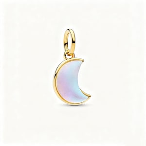 Charm colgante de luna creciente brillante para Pandora, plata de ley S925, con bolsa y caja de regalo.