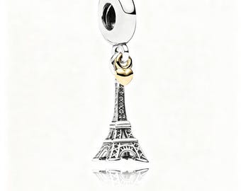 Charm colgante de la Torre Eiffel de París de plata de ley S925 ALE para Pandora. Incluye bolsa y caja de regalo.