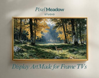 Art mural cadre forestier, Art forêt estival, Art forêt neutre, Art mural cadre Samsung | Téléchargement numérique