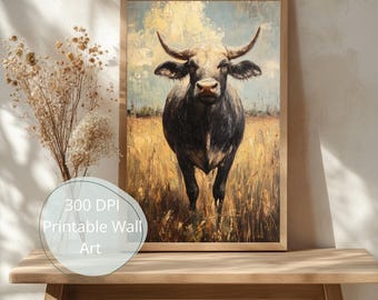 Art mural buffle des Philippines | peinture à l'huile vintage Carabao | Patrimoine philippin imprimable | Impression en téléchargement numérique