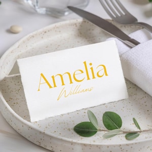 Place Card Printable Template, Yellow Wedding Name Card, Yellow Table Card, DIY Place Card, Custom Seating Card, Guest Tag, Instant Download