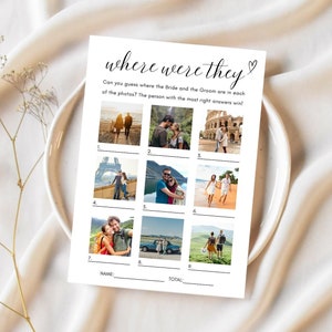 Where Were They Game Bridal Shower Game, Custom Photo Guessing Game Card, Printable Engagement Party Game, Couples Shower Game, Wedding Game